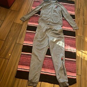 Champion joggers pants set boys size L 2 pieces color grey.